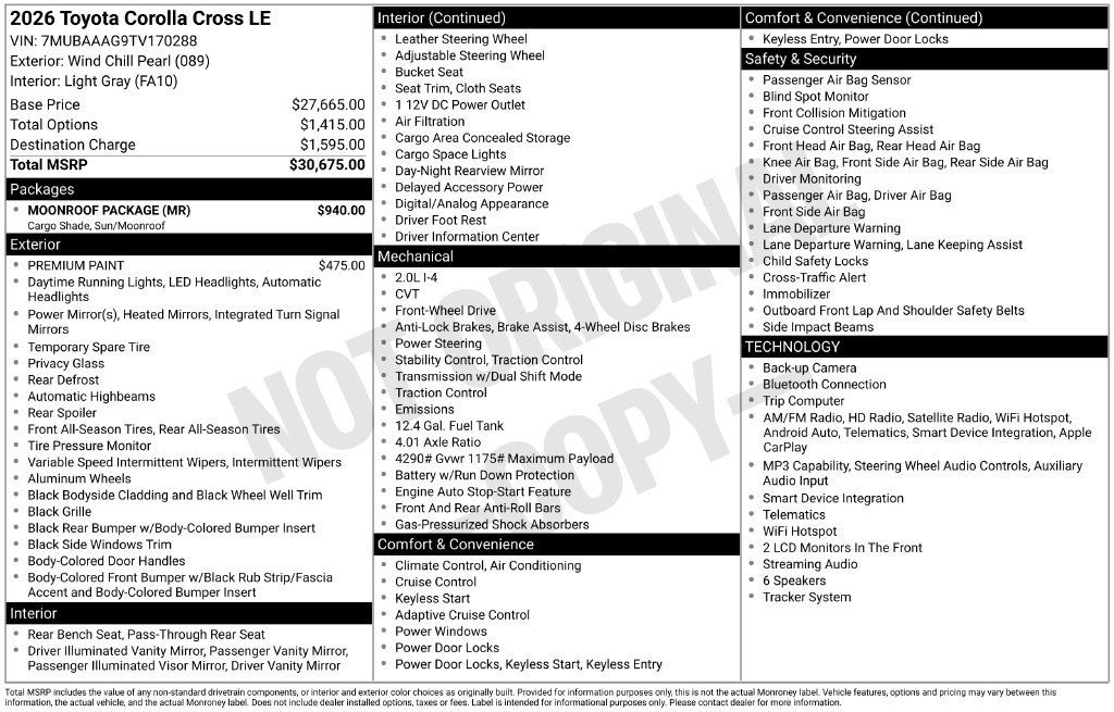 Used 2026 Toyota Corolla Cross LE w/ Moonroof Package FWD image 4