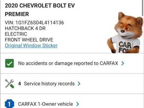 Used 2020 Chevrolet Bolt Premier w/ Infotainment Package image 4