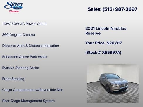 Used 2021 Lincoln Nautilus Reserve w/ Equipment Group 201A AWD/4WD image 28
