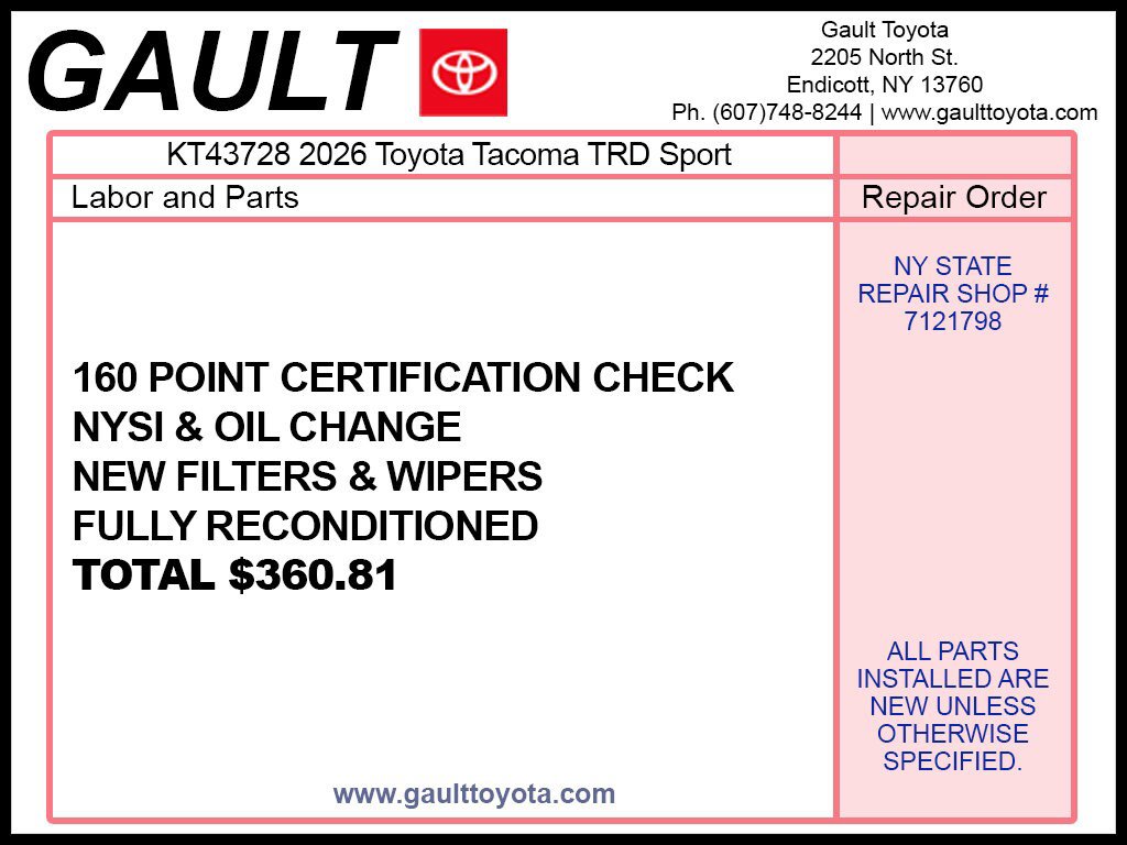 Certified 2026 Toyota Tacoma TRD Sport w/ TRD Sport Upgrade Package AWD/4WD image 2