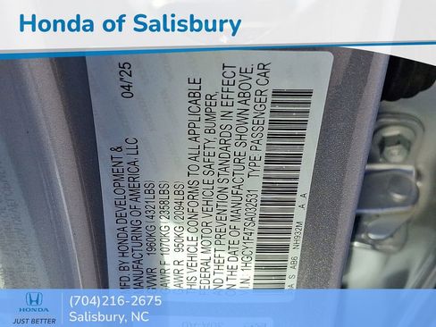 Certified 2025 Honda Accord SE image 9