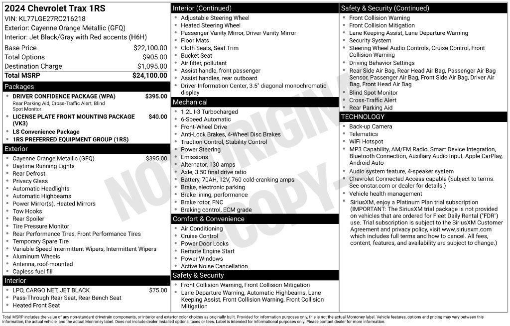 Used 2024 Chevrolet Trax RS w/ Driver Confidence Package FWD image 12