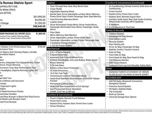 Used 2018 Alfa Romeo Stelvio Sport w/ Quick Order Package 22J Sport image 4