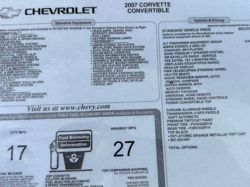 Used 2007 Chevrolet Corvette Convertible w/ Preferred Equipment Group RWD image 12