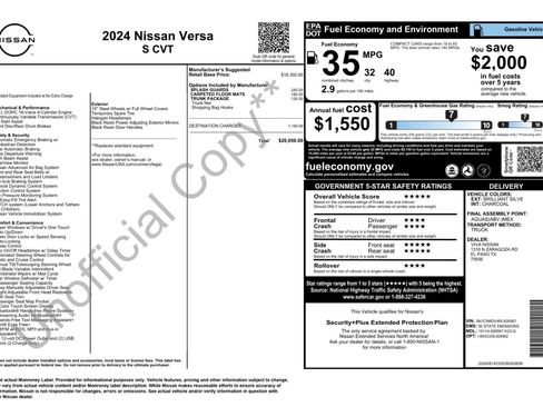 Used 2024 Nissan Versa S w/ Trunk Package FWD image 47