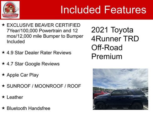 Used 2021 Toyota 4Runner TRD Off-Road Premium w/ Moonroof Package AWD/4WD image 5
