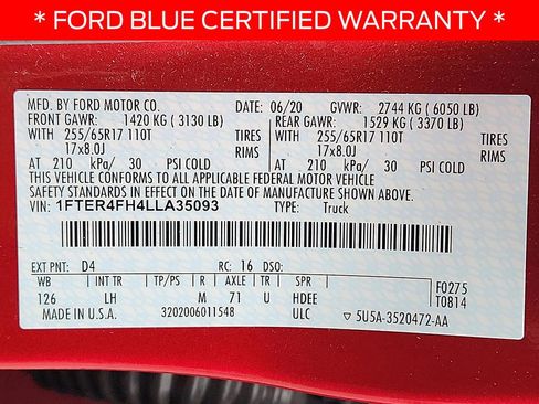 Certified 2020 Ford Ranger XLT w/ Equipment Group 301A Mid image 26