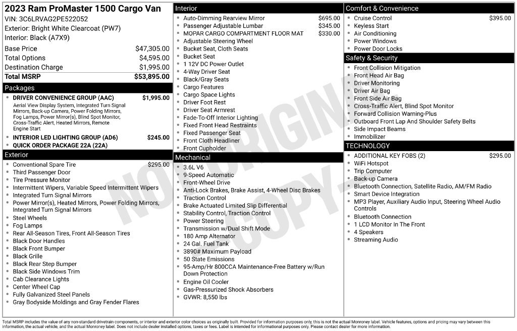 Used 2023 RAM ProMaster 1500 w/ Driver Convenience Group FWD image 24