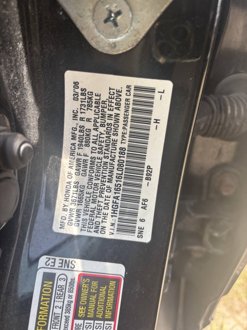 Used 2006 Honda Civic LX image 14