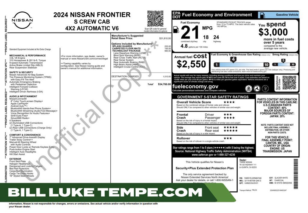 Used 2024 Nissan Frontier S w/ Technology Package RWD image 1