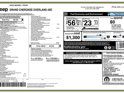 Used 2022 Jeep Grand Cherokee Overland w/ Advanced Protech Group III AWD/4WD image 20