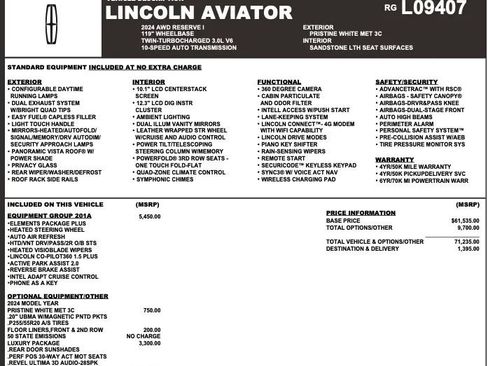 Used 2024 Lincoln Aviator Reserve w/ Equipment Group 201A AWD/4WD image 2