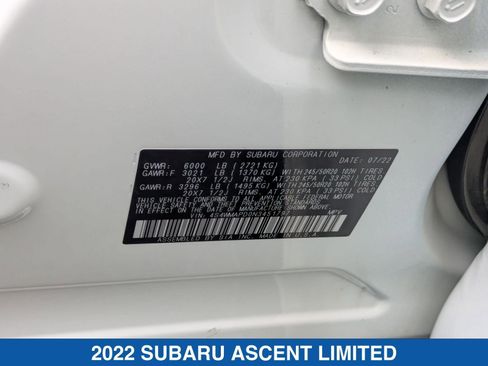 Used 2022 Subaru Ascent Limited w/ Technology Package image 41