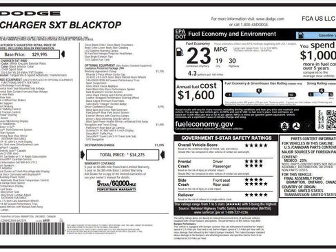 Used 2017 Dodge Charger SXT w/ Blacktop Package RWD image 5