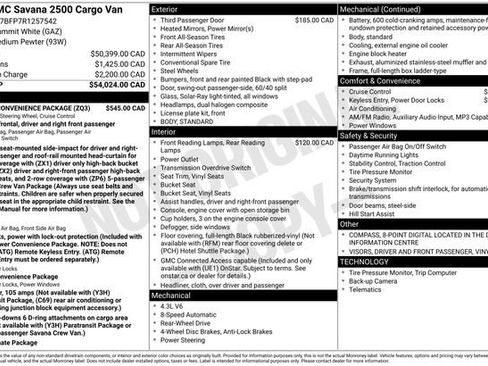 Certified 2024 GMC Savana 2500 Extended w/ Driver Convenience Package RWD image 7