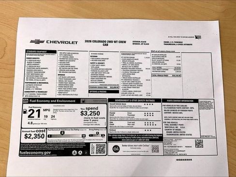 New 2026 Chevrolet Colorado W/T w/ WT Custom Package RWD image 14