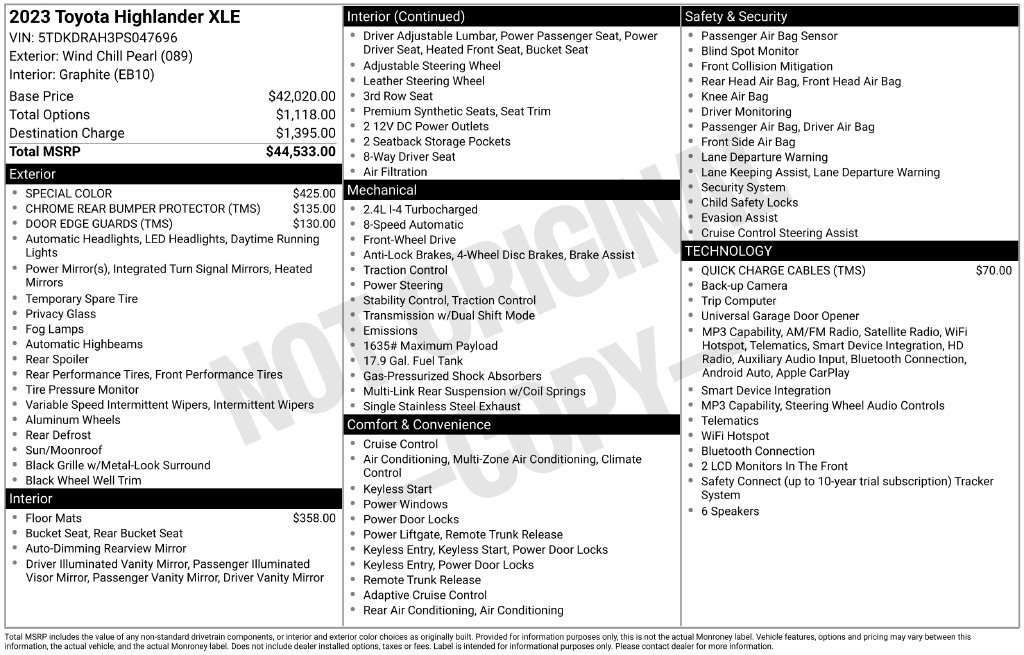 Used 2023 Toyota Highlander XLE FWD image 11