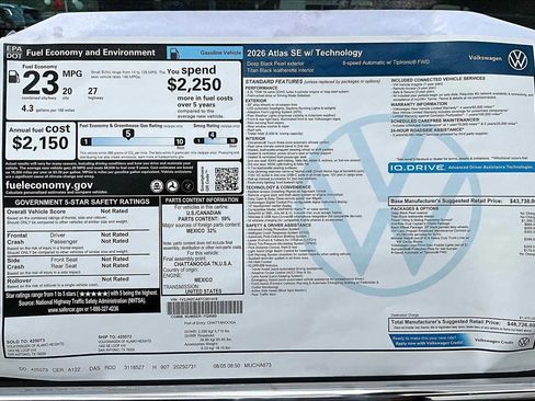 New 2026 Volkswagen Atlas SE image 19