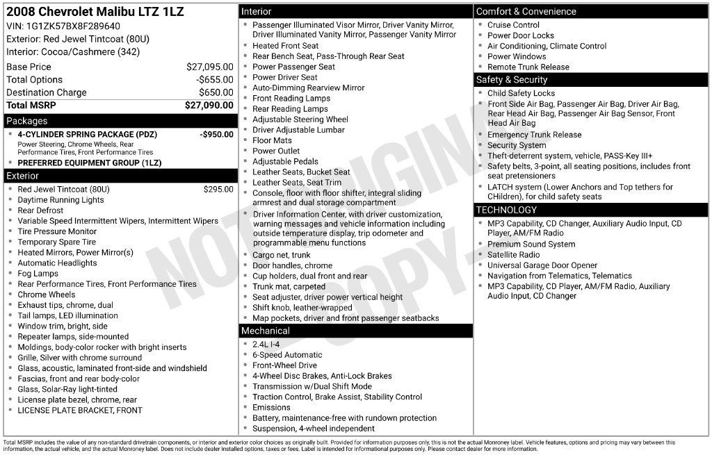 Used 2008 Chevrolet Malibu LTZ FWD image 36