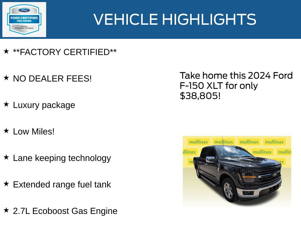 Certified 2024 Ford F150 XLT w/ Equipment Group 302A MID RWD image 12