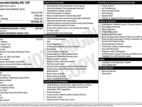 Used 2020 Chevrolet Malibu RS w/ LPO, Convenience Package 1 FWD image 37
