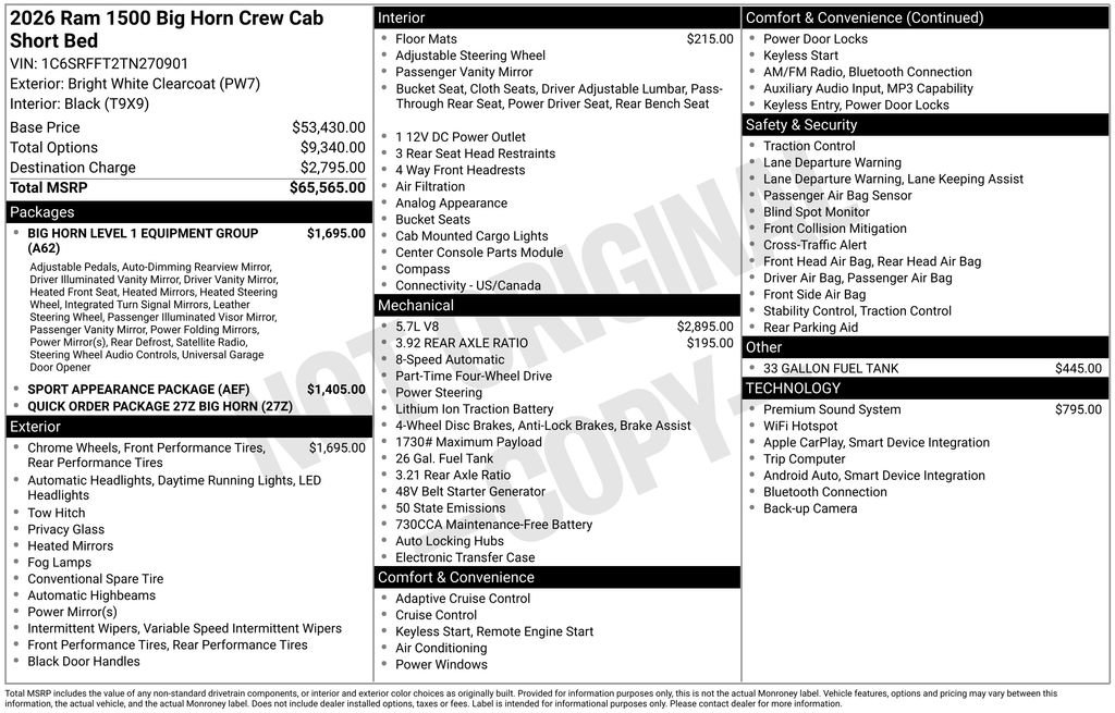New 2026 RAM 1500 Big Horn AWD/4WD image 6