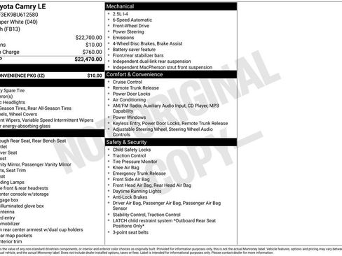 Used 2011 Toyota Camry LE w/ Fleet Convenience Pkg FWD image 32