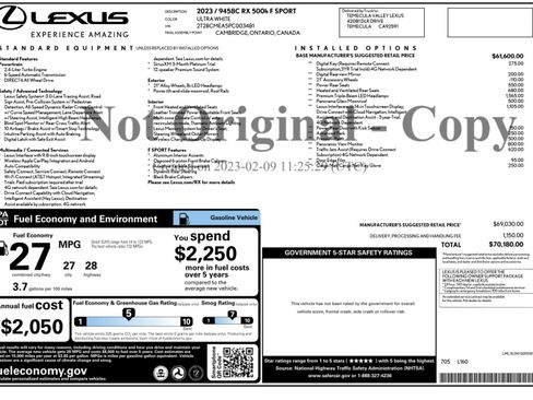 Used 2023 Lexus RX 500h F Sport w/ Accessory Package (Z1) AWD/4WD image 57