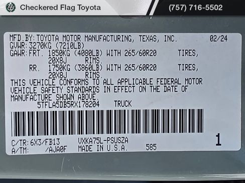 Used 2024 Toyota Tundra SR5 w/ TRD Sport Package AWD/4WD image 28