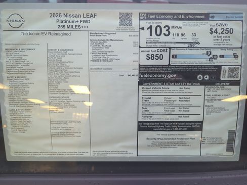 New 2026 Nissan Leaf Platinum+ w/ Cargo Package (Platinum+) image 31