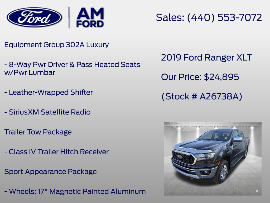 Certified 2019 Ford Ranger XLT w/ Equipment Group 302A Luxury AWD/4WD image 14