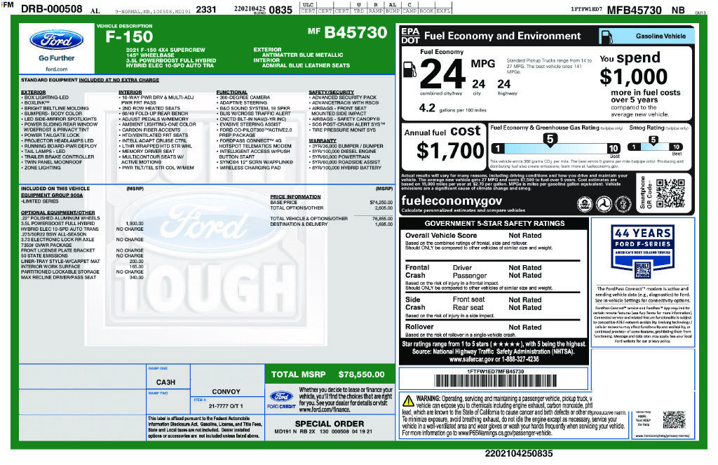 Certified 2021 Ford F150 Limited AWD/4WD image 26