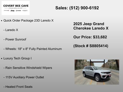 New 2025 Jeep Grand Cherokee Laredo X w/ Luxury Tech Group I RWD image 6