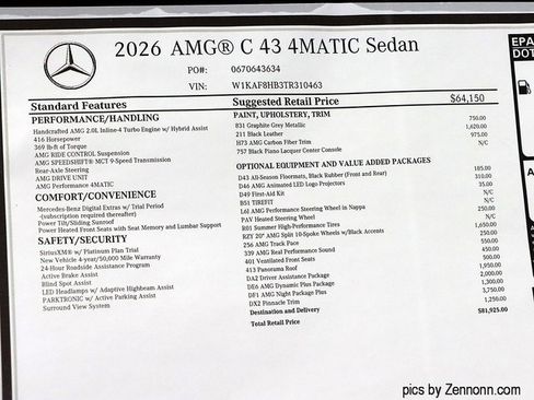 New 2026 Mercedes-Benz C 43 AMG 4MATIC Sedan image 27