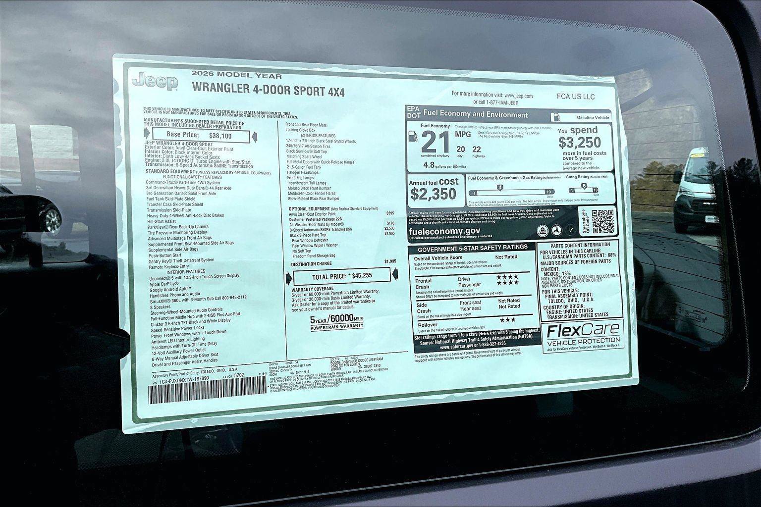 New 2026 Jeep Wrangler Unlimited Sport AWD/4WD image 14