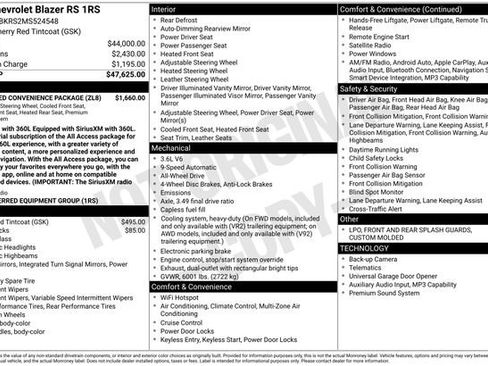 Used 2021 Chevrolet Blazer RS w/ Enhanced Convenience Package AWD/4WD image 38