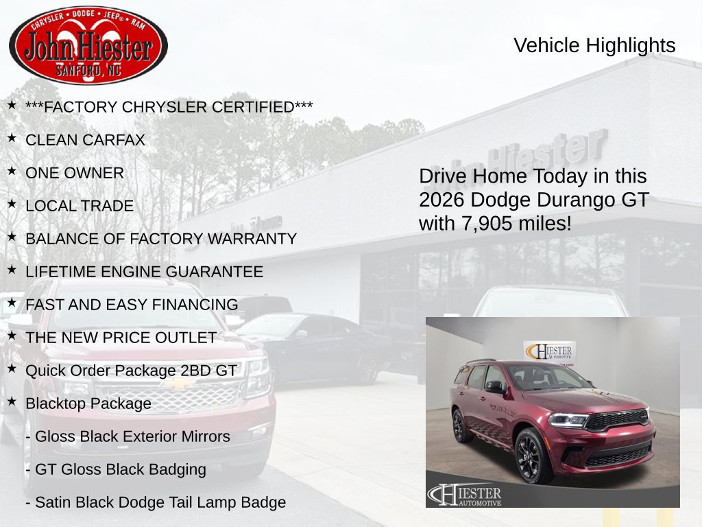Used 2026 Dodge Durango GT w/ Blacktop Package RWD image 5