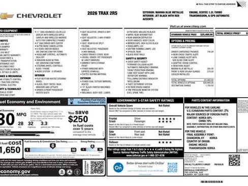 New 2026 Chevrolet Trax RS w/ Driver Confidence Package FWD image 2