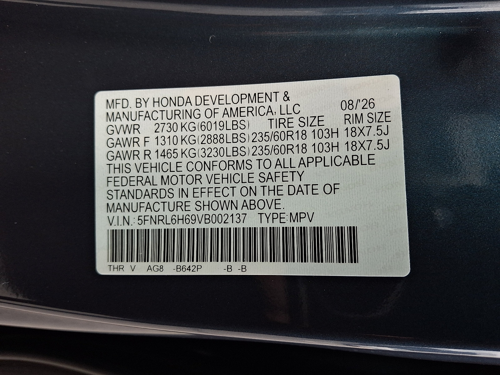 New 2027 Honda Odyssey EX-L image 10