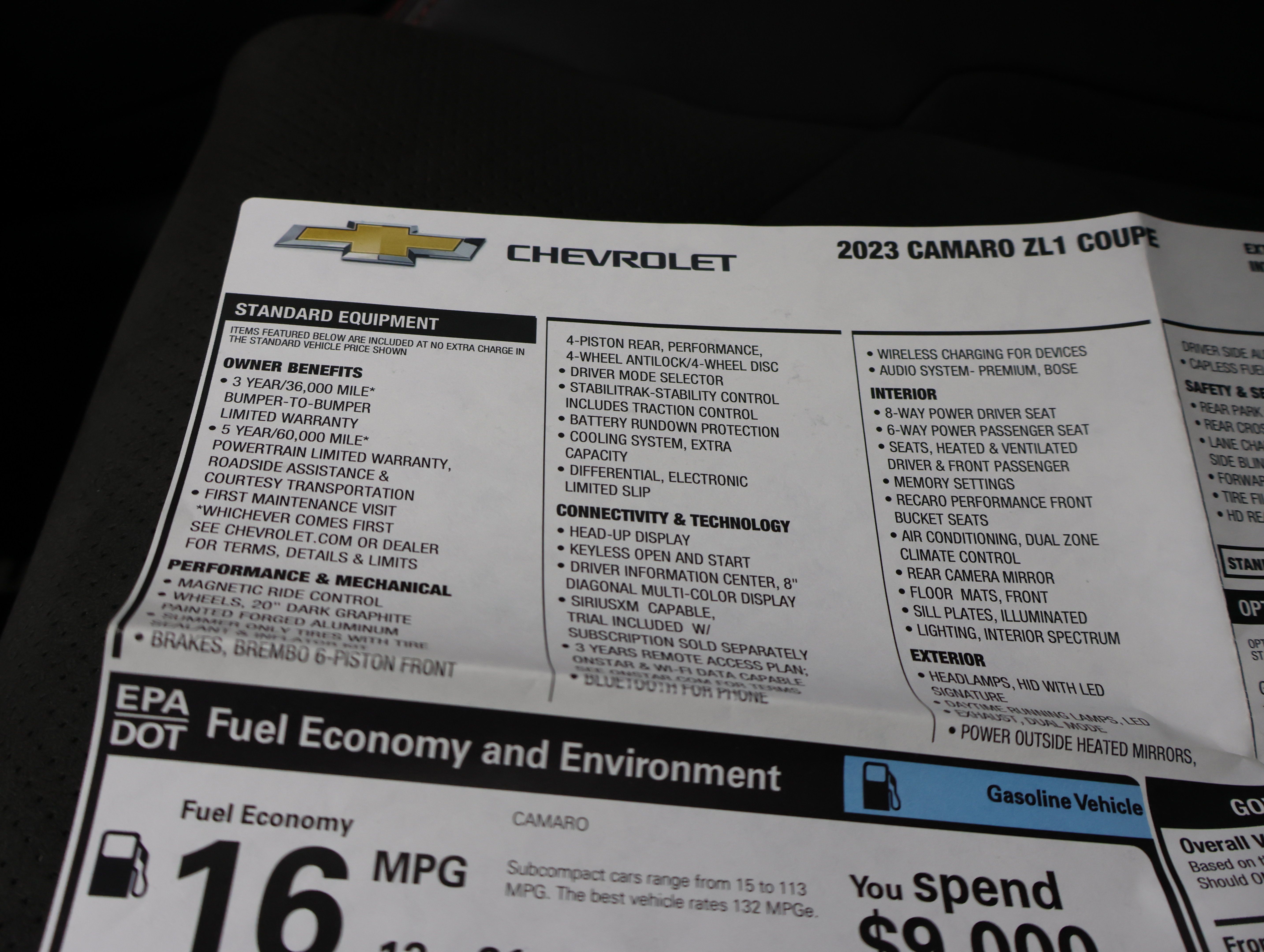 Used 2023 Chevrolet Camaro ZL1 RWD image 57