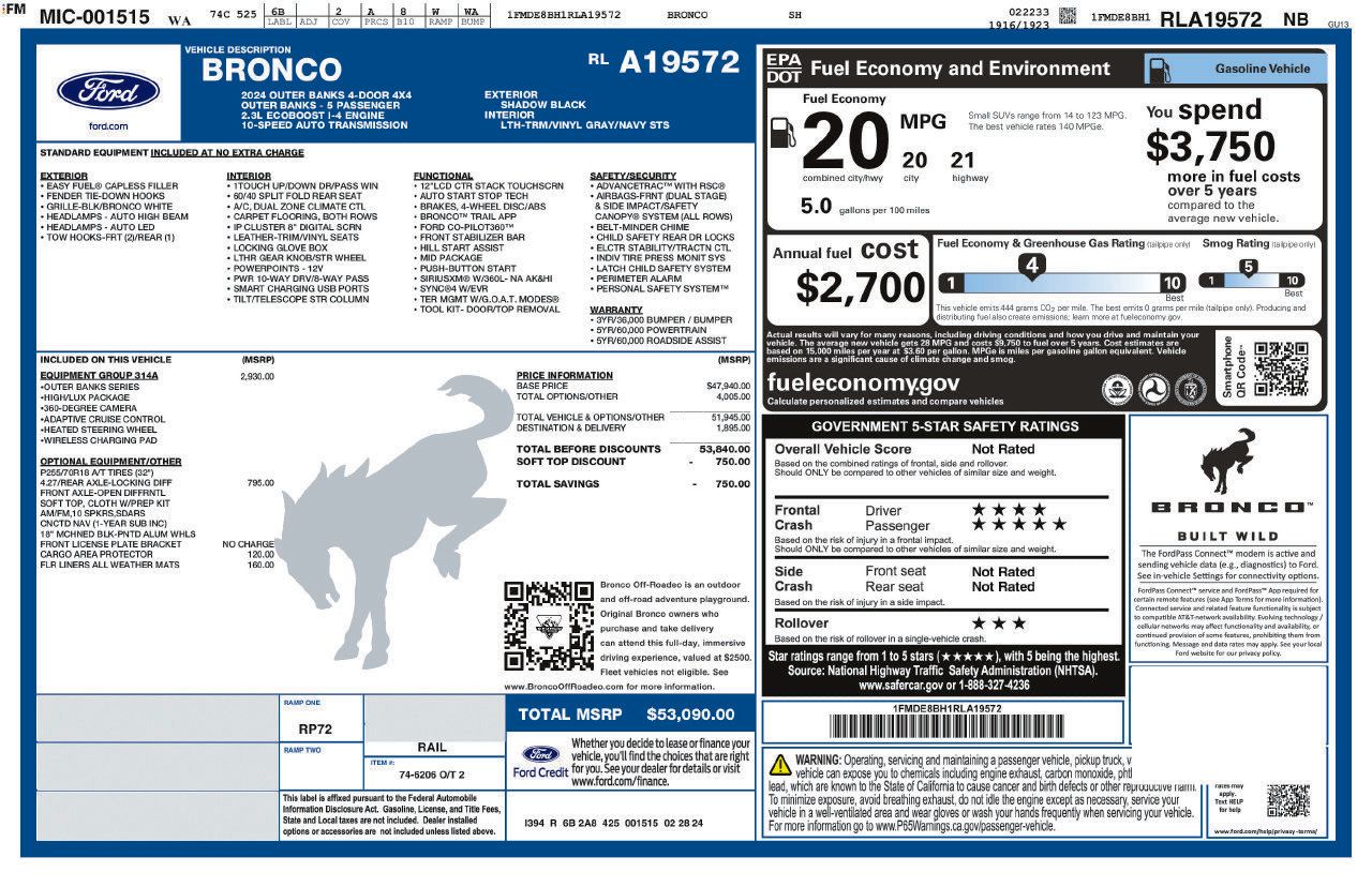 Used 2024 Ford Bronco Outer Banks AWD/4WD image 54