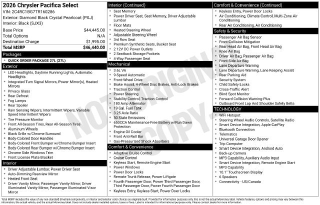 Used 2026 Chrysler Pacifica Select FWD image 2