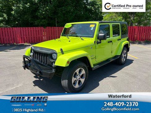 Certified 2017 Jeep Wrangler Unlimited Sahara w/ Connectivity Group AWD/4WD image 1