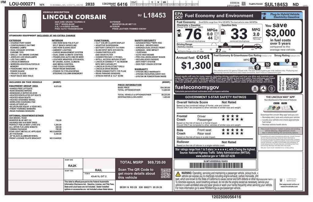 New 2025 Lincoln Corsair Grand Touring w/ Equipment Group 302A AWD/4WD image 2