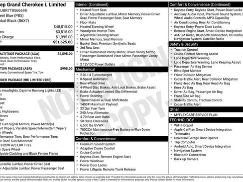 New 2026 Jeep Grand Cherokee L Limited w/ Limited Altitude Package RWD image 9