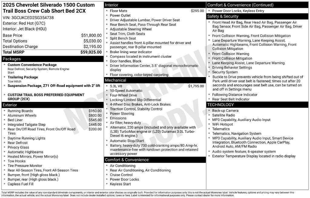 Used 2025 Chevrolet Silverado 1500 Custom Trail Boss AWD/4WD image 3