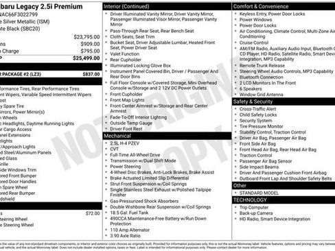Used 2015 Subaru Legacy 2.5i Premium w/ Popular Package #2 image 19