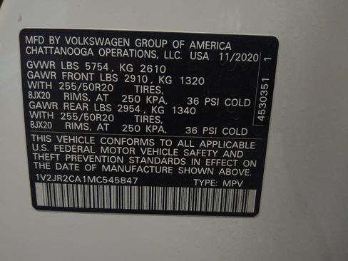 Used 2021 Volkswagen Atlas SE w/ Panoramic Sunroof Package FWD image 33