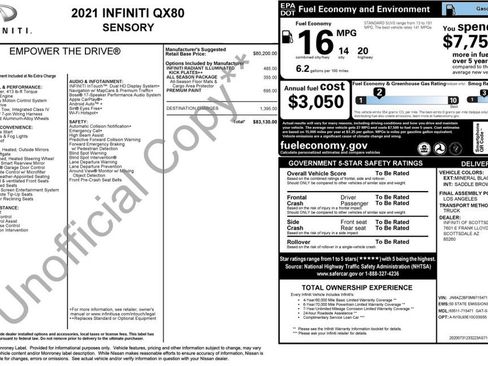 Used 2021 INFINITI QX80 Sensory w/ All-Season Package RWD image 2