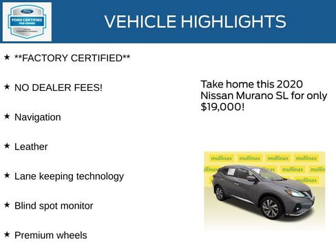 Used 2020 Nissan Murano SL w/ Cargo Package FWD image 12